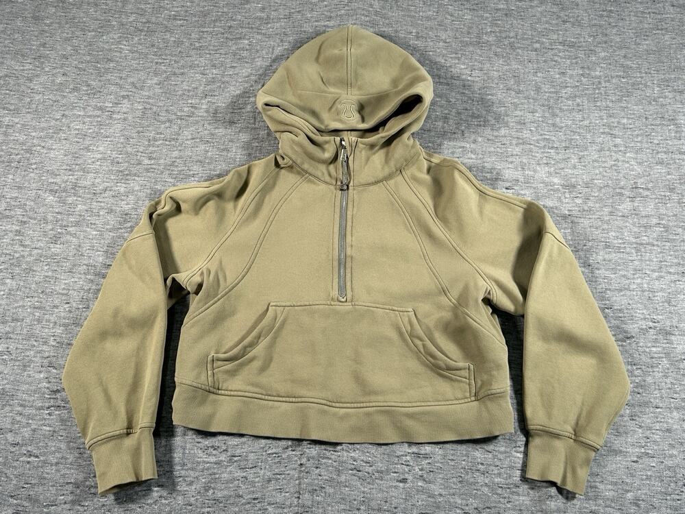 Lululemon Scuba Oversized 1/2 Zip Hoodie Womens XS/S Rosemary Green Cropped